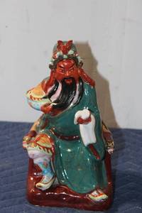 lot 726 image: Colorful Vintage Chinese Warrior Figurine