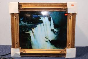 lot 809 image: Illuminated Waterfall Picture Frame with Gold Ornate Design