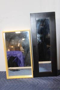 lot 856 image: Pair of Decorative Wall Mirrors in Black and Yellow Frames