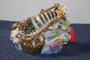 lot 865 image: Ornate Porcelain Lobster Figurine on Waves