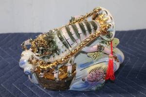 lot 867 image: Decorative Porcelain Lobster Figurine on Ocean Waves Base