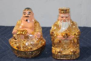 lot 903 image: Pair of Gold Foil Covered Fortune Statues