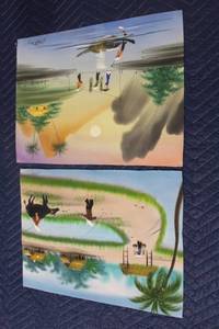 lot 926 image: Set of 2 Vietnamese Landscape Paintings on Canvas