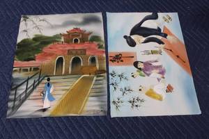 lot 929 image: Set of 2 Asian Themed Paintings by Artist Signed as Titiem