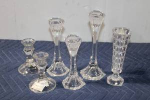 lot 978 image: Set of 6 Crystal Candlestick Holders