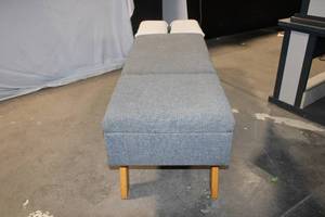 lot 984 image: Modern Grey Upholstered Bench with Removable Cushions