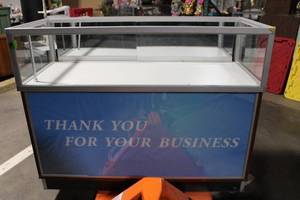 lot 990 image: Wood and Glass Display Counter with Storage