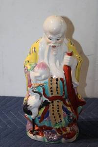 lot 1142 image: Vintage Ceramic Figurine of Immortal with Crane
