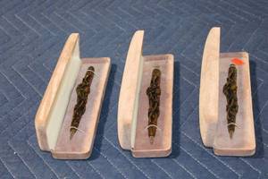 lot 1208 image: Set of 3 Ornate Carved Wooden Pens with Rose Design in Presentation Cases