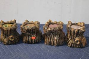 lot 1232 image: Set of 4 Textured Stone-like Votive Candle Holders