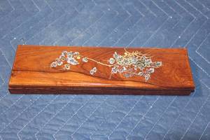 lot 1235 image: Decorative Wooden Box with Black Chopstick Set