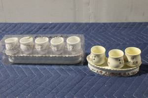 lot 1251 image: Two Sets of Porcelain Tea Cups with Decorative Floral Patterns