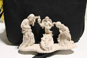 lot 688 image: Ceramic Nativity Scene Figurine with Mary, Joseph, and Baby Jesus