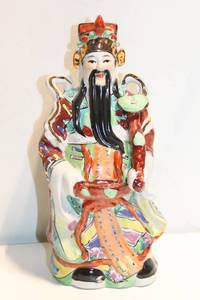lot 757 image: Colorful Ceramic Figurine of an Asian Deity