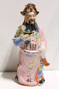 lot 760 image: Colorful Hand-Painted Ceramic Figurine of Chinese Deity