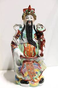 lot 761 image: Vintage Porcelain Figurine of Immortal God with Colorful Attire