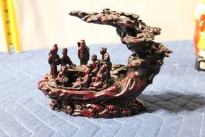 lot 1029 image: Intricate Asian-Themed Resin Sculpture with Seven Figures
