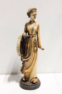 lot 1134 image: Artisan Carved Resin Figurine of Lady with Parasol