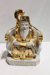 lot 1192 image: Gold Accented Porcelain Figurine of Chinese God of Wealth