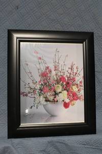 lot 1270 image: Framed Floral Art Print in Black Frame - 24 x 27 inches