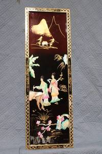 lot 1272 image: Vintage Wall Art with Mother of Pearl Inlay - Asian Motif