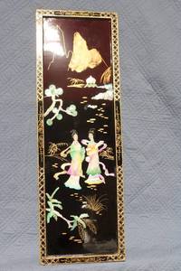 lot 1280 image: Vintage Lacquered Wall Panel with Asian Art Motif