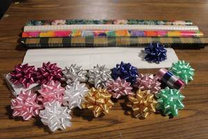 lot 1285 image: Gift Wrapping Set with Ribbons, Bows, and Wrapping Paper
