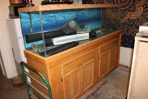 lot 233 image: Large Aquarium Tank with Wooden Stand and Accessories