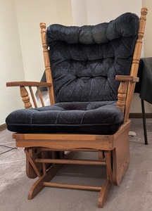lot 234 image: Best Chairs Inc. Vintage Oak Platform Glider Rocker