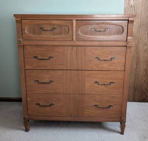lot 204 image: Mid Century Wood Highboy Dresser
