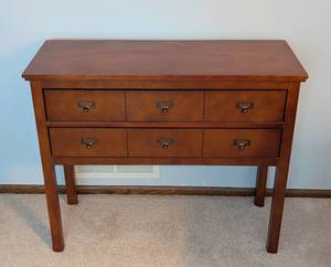 lot 210 image: Wooden Six Drawer Console Table