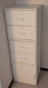 lot 213 image: Stacked White Storage Drawers