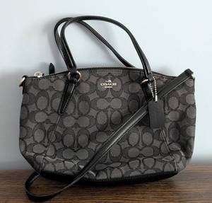 lot 222 image: Coach Signature Two Way Canvas Handbag  Coach Kelsey Smoke Canvas Satchel Bag