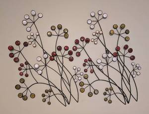 lot 224 image: Colorful Floral Metal Wall Hanging