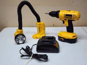 lot 31 image: DeWalt Cordless Drill and Light