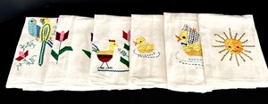 lot 338 image: Adorable Hand Stitched Table Napkins  Linens