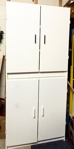 lot 343 image: White Four Door Storage Cabinet