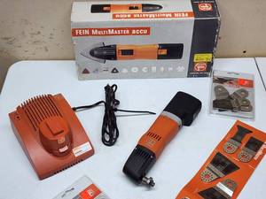 lot 127 image: Fein Cordless Woodworking Multi Master Cutting Tool with Accessories
