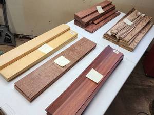 lot 166 image: Small Assortments of Exotic Wood Stock including Zebra Wood.