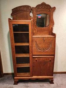 lot 347 image: Vintage Carved Secretary Bookcase