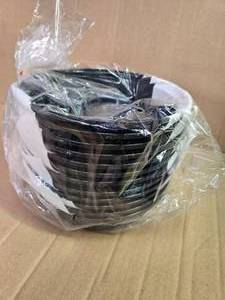 A doze4n of pet feeding plastic pans