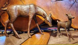 2 Beautiful hand carved Deer