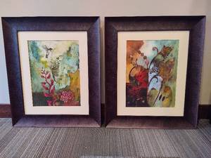 lot 87 image: Two Framed Art Pieces - Hummingbird Scene