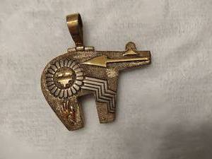 lot 67 image: Spirit Bear Pendant (Stamped 14K & Sterling)