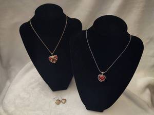 lot 73 image: AVON Heart Necklaces  Earrings