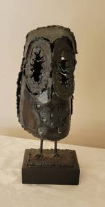 lot 2 image: MCM Brutalist Bronze Owl Sculpture