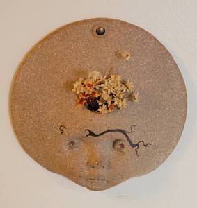 lot 115 image: 1971 Artist Signed Ceramic Pottery Flower Mind Wall Sculpture