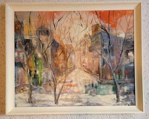 lot 117 image: Winter Sun Signed Thorson City Scape Framed Artwork