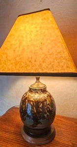 lot 57 image: Rustic Turned Ceramic Table Lamp