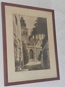 lot 201 image: Vintage European Cathedral Lithograph
